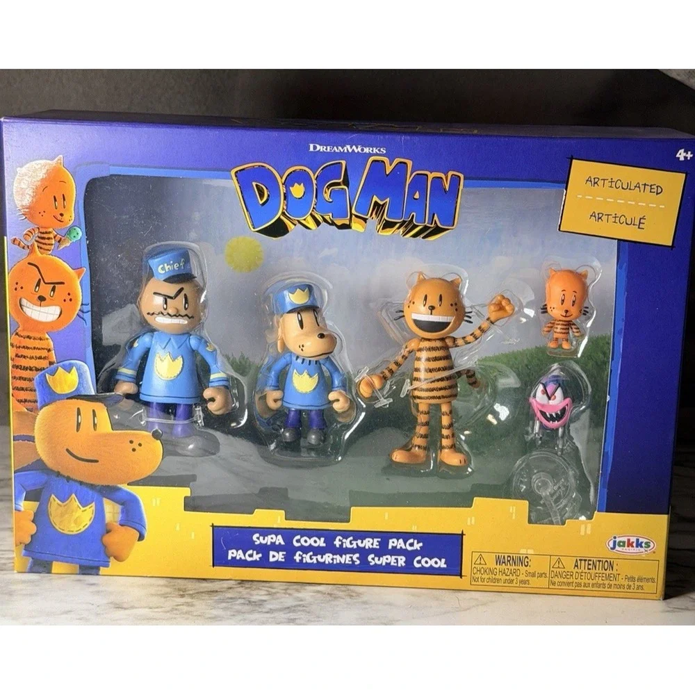 Sealed Dog Man SUPA COOL FIGURE PACK Set of 5 Lil Petey Chief Flippy Jakks(3035)